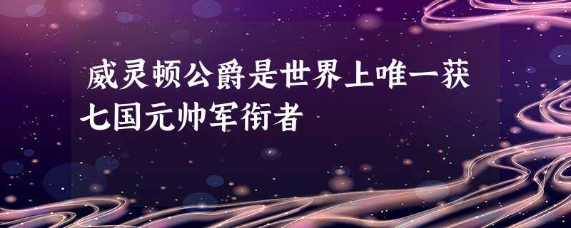 威灵顿公爵是世界上唯一获七国元帅军衔者 威灵顿公爵是世界上唯一获七国元帅军衔者