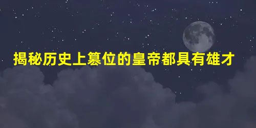 揭秘历史上篡位的皇帝都具有雄才大略吗? 揭秘历史上篡位的皇帝都具有雄才大略吗?