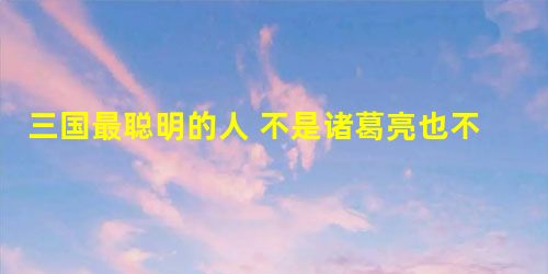 三国最聪明的人 不是诸葛亮也不是司马懿 三国最聪明的人 不是诸葛亮也不是司马懿