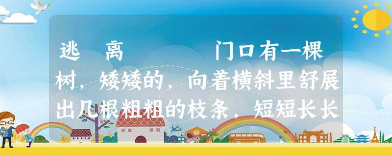 逃 离 门口有一棵树,矮矮的,向着横斜里舒展出几根粗粗的枝条,短短长长,一年四季,树干上都随意地点缀着浓浓不一的绿。看它在夕阳里静 逃 离 门口有一棵树,矮矮的,向着横斜里舒展出几根粗粗的枝条,短短长长,一年四季,树干上都随意地点缀着浓浓不一的绿。看它在夕阳里静
