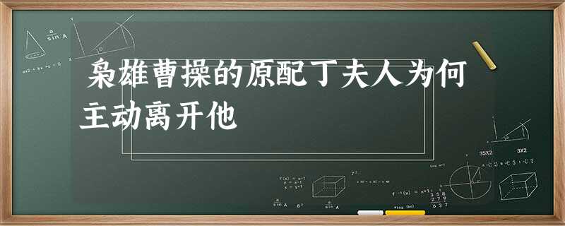 枭雄曹操的原配丁夫人为何主动离开他 枭雄曹操的原配丁夫人为何主动离开他