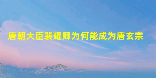 唐朝大臣裴耀卿为何能成为唐玄宗的得力助手? 唐朝大臣裴耀卿为何能成为唐玄宗的得力助手?