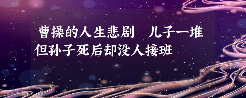曹操的人生悲剧 儿子一堆但孙子死后却没人接班 曹操的人生悲剧 儿子一堆但孙子死后却没人接班