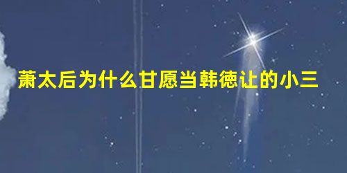 萧太后为什么甘愿当韩徳让的小三? 萧太后为什么甘愿当韩徳让的小三?