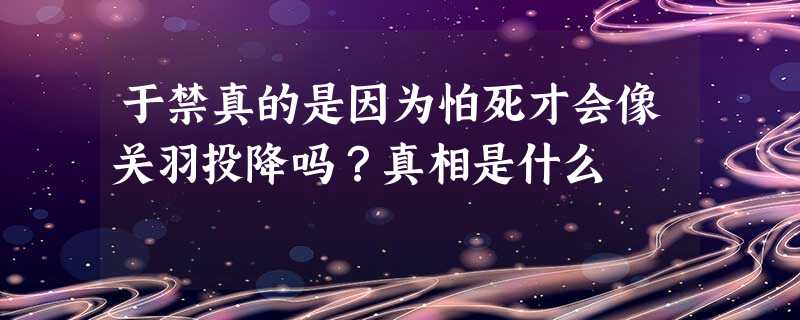 于禁真的是因为怕死才会像关羽投降吗?真相是什么 于禁真的是因为怕死才会像关羽投降吗?真相是什么