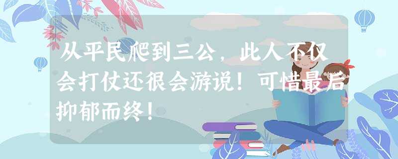 从平民爬到三公,此人不仅会打仗还很会游说!可惜最后抑郁而终! 从平民爬到三公,此人不仅会打仗还很会游说!可惜最后抑郁而终!