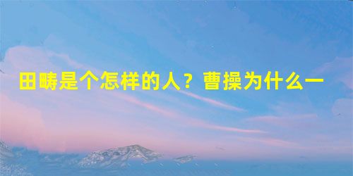 田畴是个怎样的人?曹操为什么一定要封赏他? 田畴是个怎样的人?曹操为什么一定要封赏他?