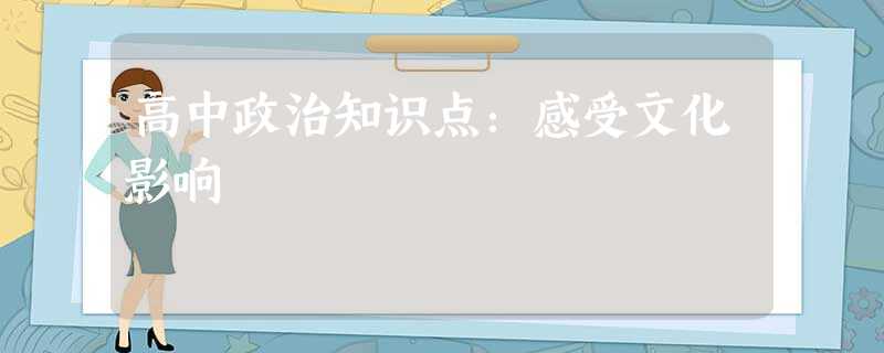 高中政治知识点:感受文化影响 高中政治知识点:感受文化影响