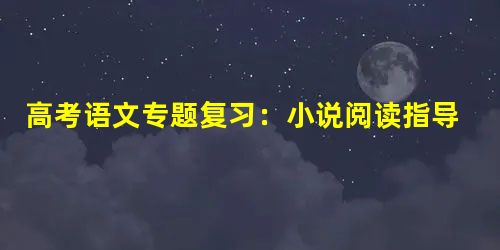 高考语文专题复习:小说阅读指导 高考语文专题复习:小说阅读指导