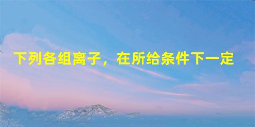 下列各组离子,在所给条件下一定能大量共存的是A.在pH=1溶液中:Fe2+、K+、NO3-、Cl-B.使紫色石蕊试液变红色的溶液中:K+、Na+、Ca2 下列各组离子,在所给条件下一定能大量共存的是A.在pH=1溶液中:Fe2+、K+、NO3-、Cl-B.使紫色石蕊试液变红色的溶液中:K+、Na+、Ca2