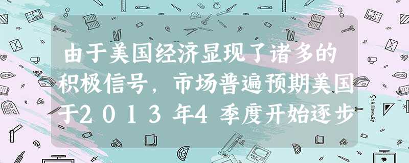 由于美国经济显现了诸多的积极信号,市场普遍预期美国于2013年4季度开始逐步退出量化宽松货币政策。如果预测属实,不考虑其它因素,这将对我国带来的影响可能有①中国 由于美国经济显现了诸多的积极信号,市场普遍预期美国于2013年4季度开始逐步退出量化宽松货币政策。如果预测属实,不考虑其它因素,这将对我国带来的影响可能有①中国