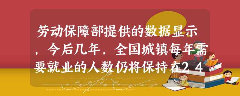 劳动保障部提供的数据显示,今后几年,全国城镇每年需要就业的人数仍将保持在24万人以上,而在现有经济结构下,每年只能供给1100万至1200万个岗位,劳动力供大于 劳动保障部提供的数据显示,今后几年,全国城镇每年需要就业的人数仍将保持在24万人以上,而在现有经济结构下,每年只能供给1100万至1200万个岗位,劳动力供大于