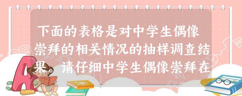 下面的表格是对中学生偶像崇拜的相关情况的抽样调查结果。请仔细中学生偶像崇拜在性别上的差异 下面的表格是对中学生偶像崇拜的相关情况的抽样调查结果。请仔细中学生偶像崇拜在性别上的差异
