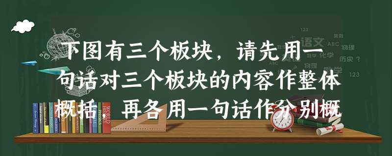 下图有三个板块,请先用一句话对三个板块的内容作整体概括,再各用一句话作分别概括。整体概括:_________ 下图有三个板块,请先用一句话对三个板块的内容作整体概括,再各用一句话作分别概括。整体概括:_________