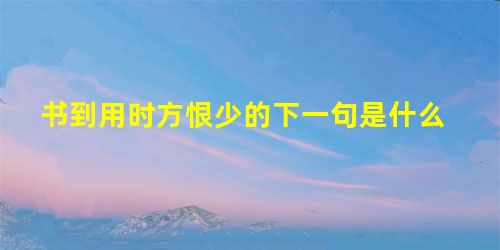 书到用时方恨少的下一句是什么 书到用时方恨少的下一句是什么