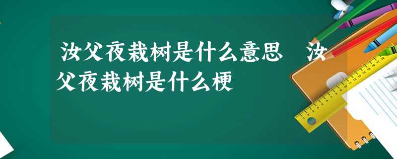 汝父夜栽树是什么意思 汝父夜栽树是什么梗 汝父夜栽树是什么意思 汝父夜栽树是什么梗