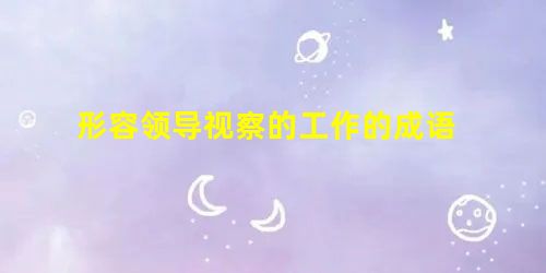 形容领导视察的工作的成语 形容领导视察的工作的成语