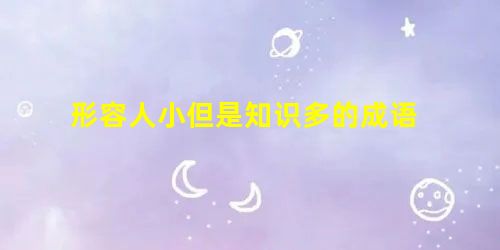 形容人小但是知识多的成语 形容人小但是知识多的成语