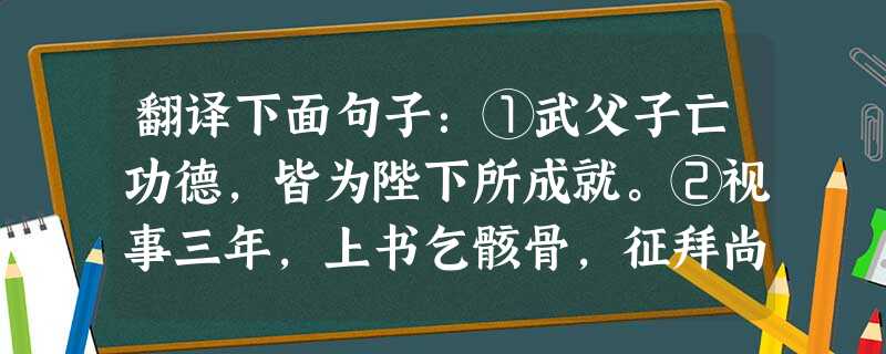 翻译下面句子:①武父子亡功德,皆为陛下所成就。②视事三年,上书乞骸骨,征拜尚书。 翻译下面句子:①武父子亡功德,皆为陛下所成就。②视事三年,上书乞骸骨,征拜尚书。