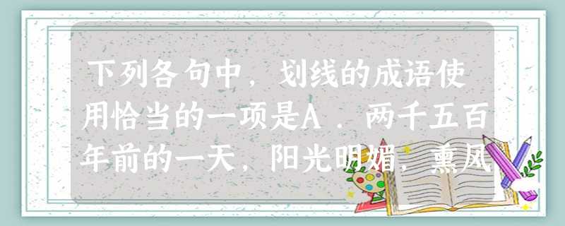 下列各句中,划线的成语使用恰当的一项是A.两千五百年前的一天,阳光明媚,熏风习习,泗水河边一片桃红柳绿,春意阑珊。孔子和弟子对水当歌,畅谈志向。B. 下列各句中,划线的成语使用恰当的一项是A.两千五百年前的一天,阳光明媚,熏风习习,泗水河边一片桃红柳绿,春意阑珊。孔子和弟子对水当歌,畅谈志向。B.