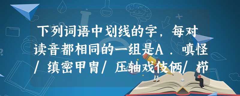 下列词语中划线的字,每对读音都相同的一组是A.嗔怪/缜密甲胄/压轴戏伎俩/栉风沐雨B.案牍/渎职褒义/电饭煲祛除/曲意逢迎C.兴许/幸亏捭阖/柏油路划分 下列词语中划线的字,每对读音都相同的一组是A.嗔怪/缜密甲胄/压轴戏伎俩/栉风沐雨B.案牍/渎职褒义/电饭煲祛除/曲意逢迎C.兴许/幸亏捭阖/柏油路划分