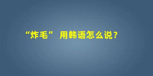 “炸毛” 用韩语怎么说? “炸毛” 用韩语怎么说?