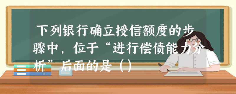 下列银行确立授信额度的步骤中,位于“进行偿债能力分析”后面的是() 下列银行确立授信额度的步骤中,位于“进行偿债能力分析”后面的是()