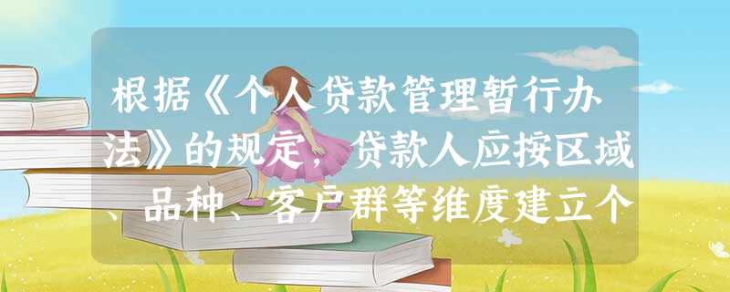 根据《个人贷款管理暂行办法》的规定,贷款人应按区域、品种、客户群等维度建立个人贷款( )管理制度。 根据《个人贷款管理暂行办法》的规定,贷款人应按区域、品种、客户群等维度建立个人贷款( )管理制度。