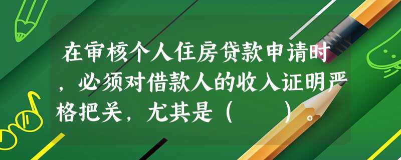 在审核个人住房贷款申请时,必须对借款人的收入证明严格把关,尤其是( )。 在审核个人住房贷款申请时,必须对借款人的收入证明严格把关,尤其是( )。