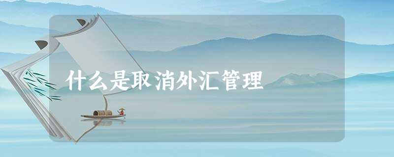 什么是取消外汇管理