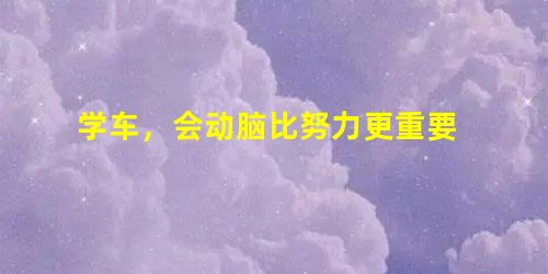 学车,会动脑比努力更重要 学车,会动脑比努力更重要