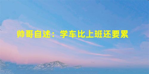 帅哥自述:学车比上班还要累 帅哥自述:学车比上班还要累