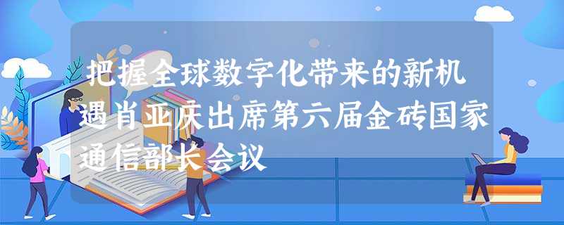 把握全球数字化带来的新机遇肖亚庆出席第六届金砖国家通信部长会议 把握全球数字化带来的新机遇肖亚庆出席第六届金砖国家通信部长会议