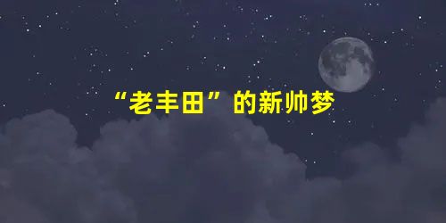 “老丰田”的新帅梦 “老丰田”的新帅梦