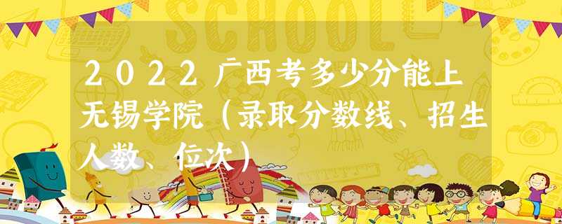 2022广西考多少分能上无锡学院(录取分数线、招生人数、位次) 2022广西考多少分能上无锡学院(录取分数线、招生人数、位次)
