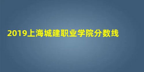 2019上海城建职业学院分数线(含2015-2018历年录取) 2019上海城建职业学院分数线(含2015-2018历年录取)