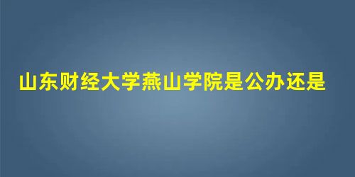山东财经大学燕山学院是公办还是民办大学? 山东财经大学燕山学院是公办还是民办大学?