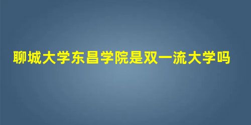 聊城大学东昌学院是双一流大学吗,有一流学科吗? 聊城大学东昌学院是双一流大学吗,有一流学科吗?