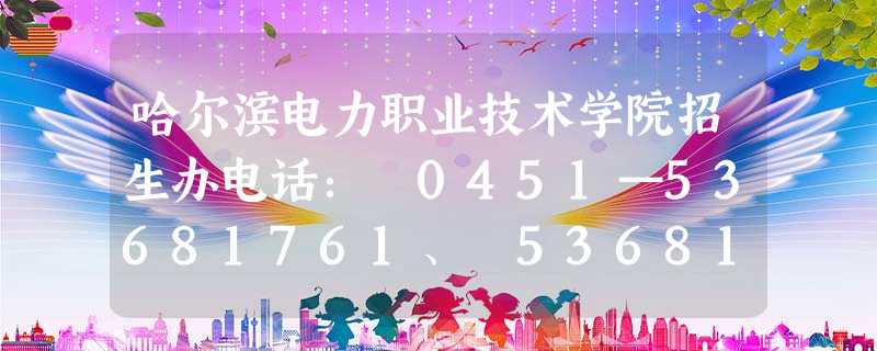 哈尔滨电力职业技术学院招生办电话: 0451—53681761、 53681762 哈尔滨电力职业技术学院招生办电话: 0451—53681761、 53681762