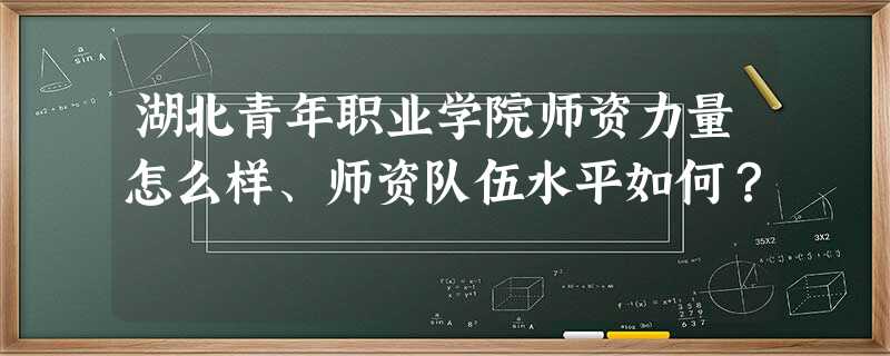 湖北青年职业学院师资力量怎么样、师资队伍水平如何? 湖北青年职业学院师资力量怎么样、师资队伍水平如何?
