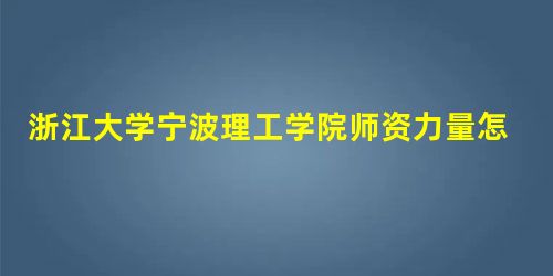 浙江大学宁波理工学院师资力量怎么样,队伍水平如何? 浙江大学宁波理工学院师资力量怎么样,队伍水平如何?