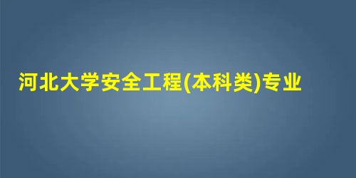河北大学安全工程(本科类)专业介绍 河北大学安全工程(本科类)专业介绍