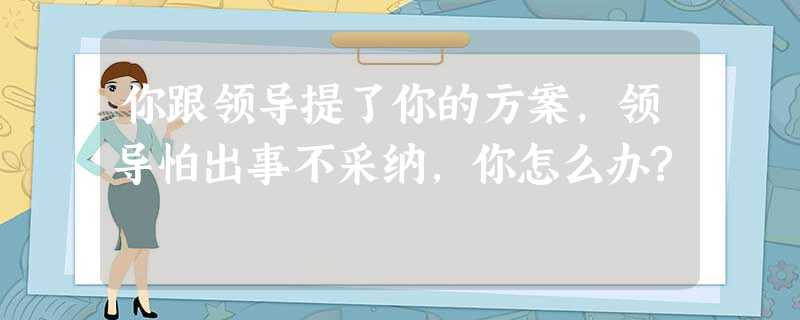 你跟领导提了你的方案,领导怕出事不采纳,你怎么办? 你跟领导提了你的方案,领导怕出事不采纳,你怎么办?