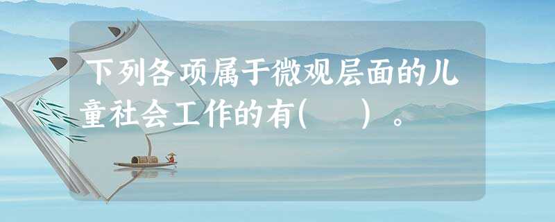 下列各项属于微观层面的儿童社会工作的有( )。 下列各项属于微观层面的儿童社会工作的有( )。