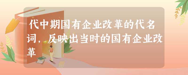 代中期国有企业改革的代名词,反映出当时的国有企业改革 代中期国有企业改革的代名词,反映出当时的国有企业改革