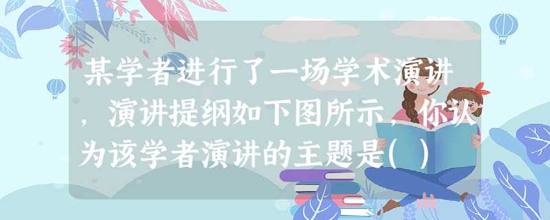 某学者进行了一场学术演讲,演讲提纲如下图所示,你认为该学者演讲的主题是() 某学者进行了一场学术演讲,演讲提纲如下图所示,你认为该学者演讲的主题是()