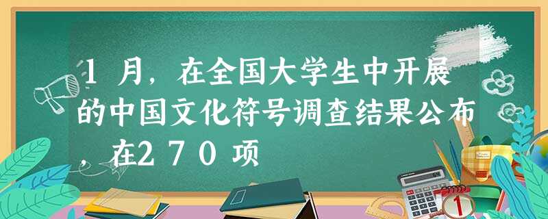 1月,在全国大学生中开展的中国文化符号调查结果公布,在270项 1月,在全国大学生中开展的中国文化符号调查结果公布,在270项