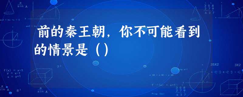 前的秦王朝,你不可能看到的情景是() 前的秦王朝,你不可能看到的情景是()