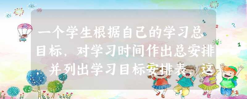 一个学生根据自己的学习总目标,对学习时间作出总安排,并列出学习目标安排表,这种学习策略属于( )。 一个学生根据自己的学习总目标,对学习时间作出总安排,并列出学习目标安排表,这种学习策略属于( )。