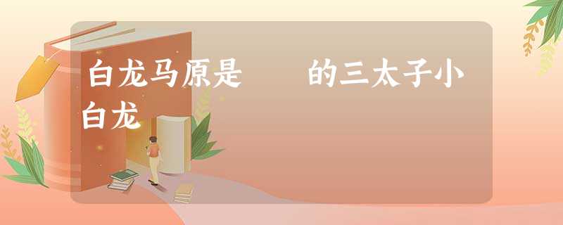 白龙马原是 的三太子小白龙 白龙马原是 的三太子小白龙